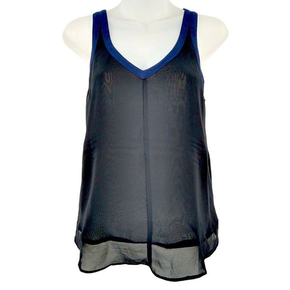 Silence+Noise Semi-Sheer Criss-Crossed Tank Top - XS - Picture 1 of 15